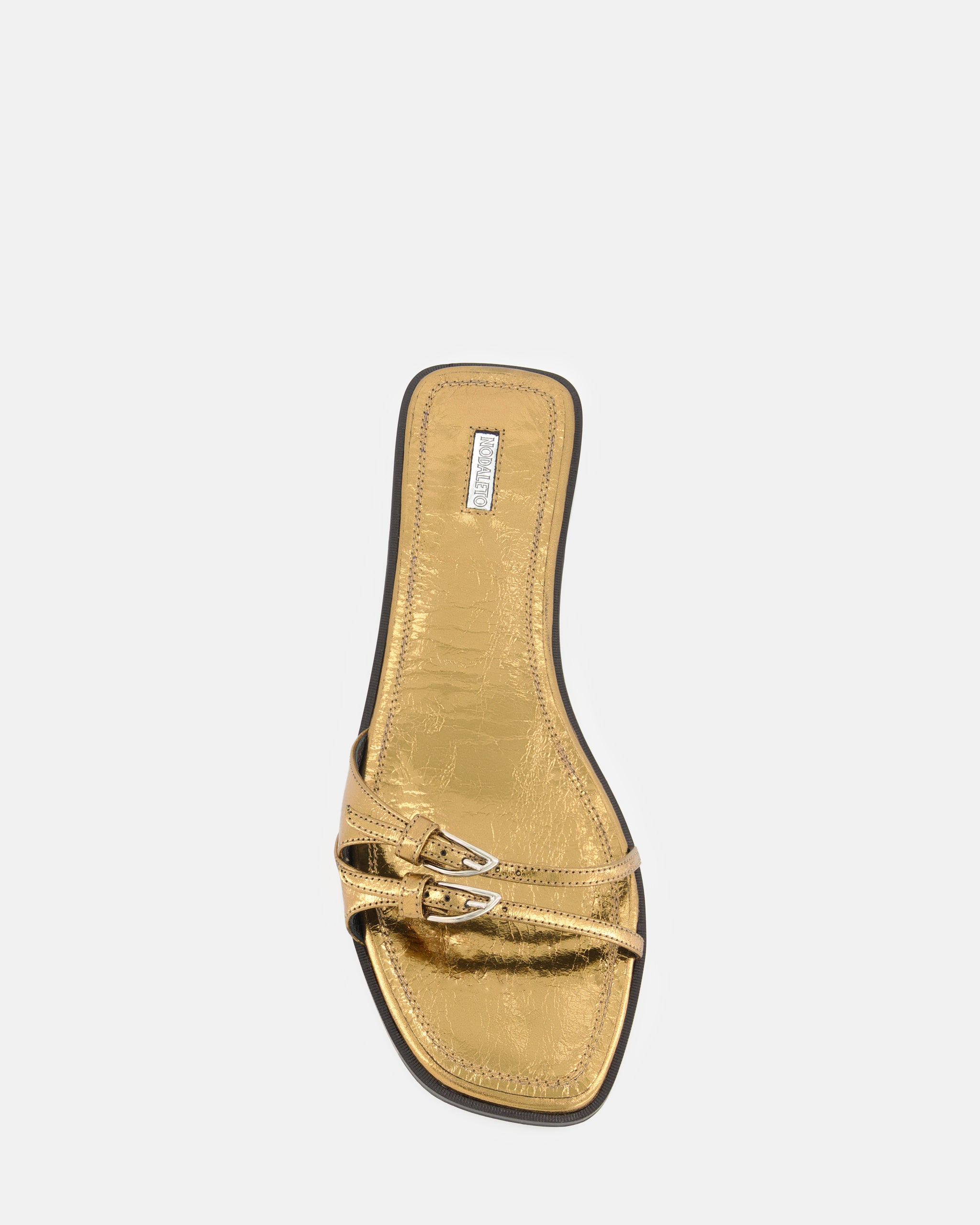 Nodaleto Nodstalgia Buckle 5 sandales doré craquelé plates