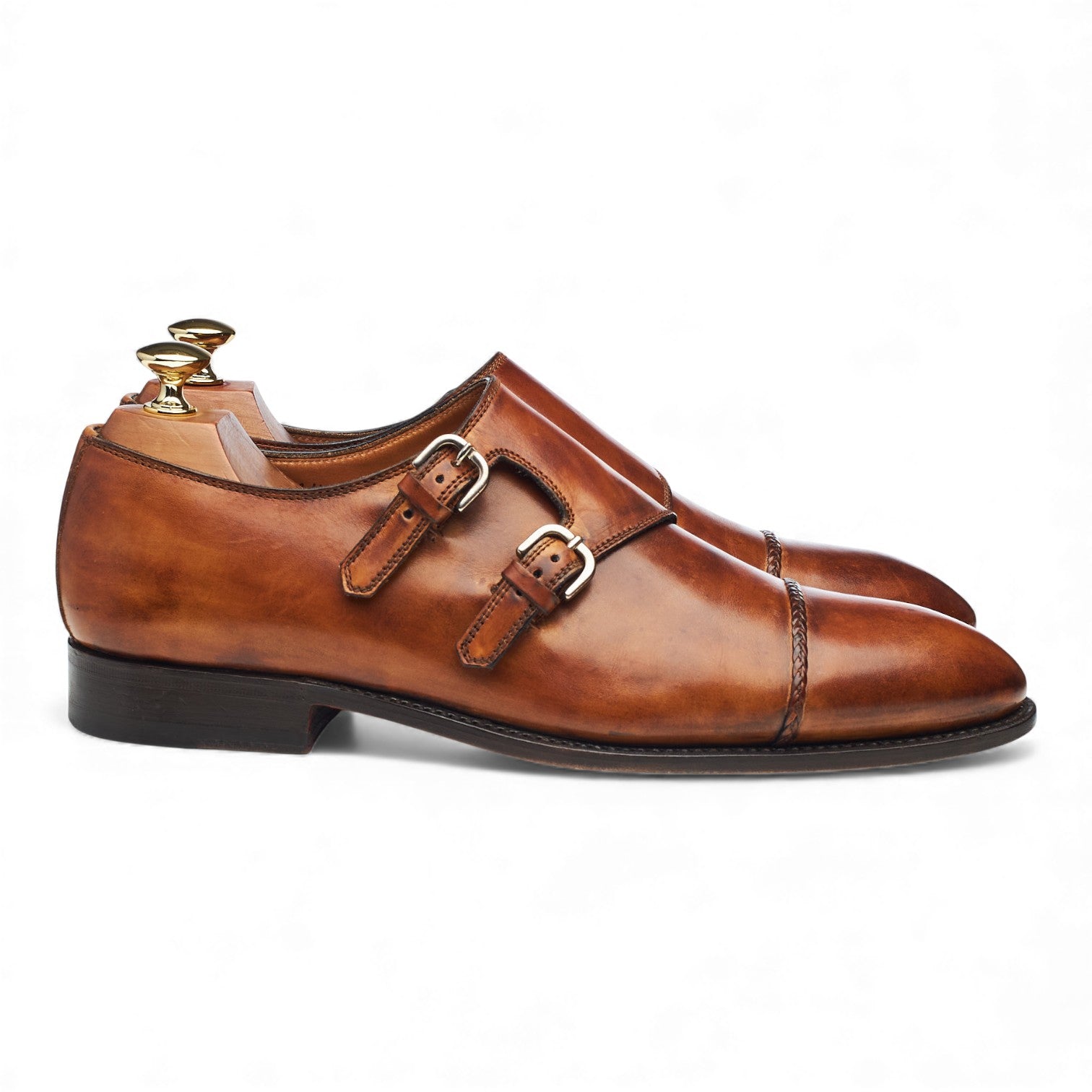 Bontoni monk cuir marron UK9.5 double boucle museum
