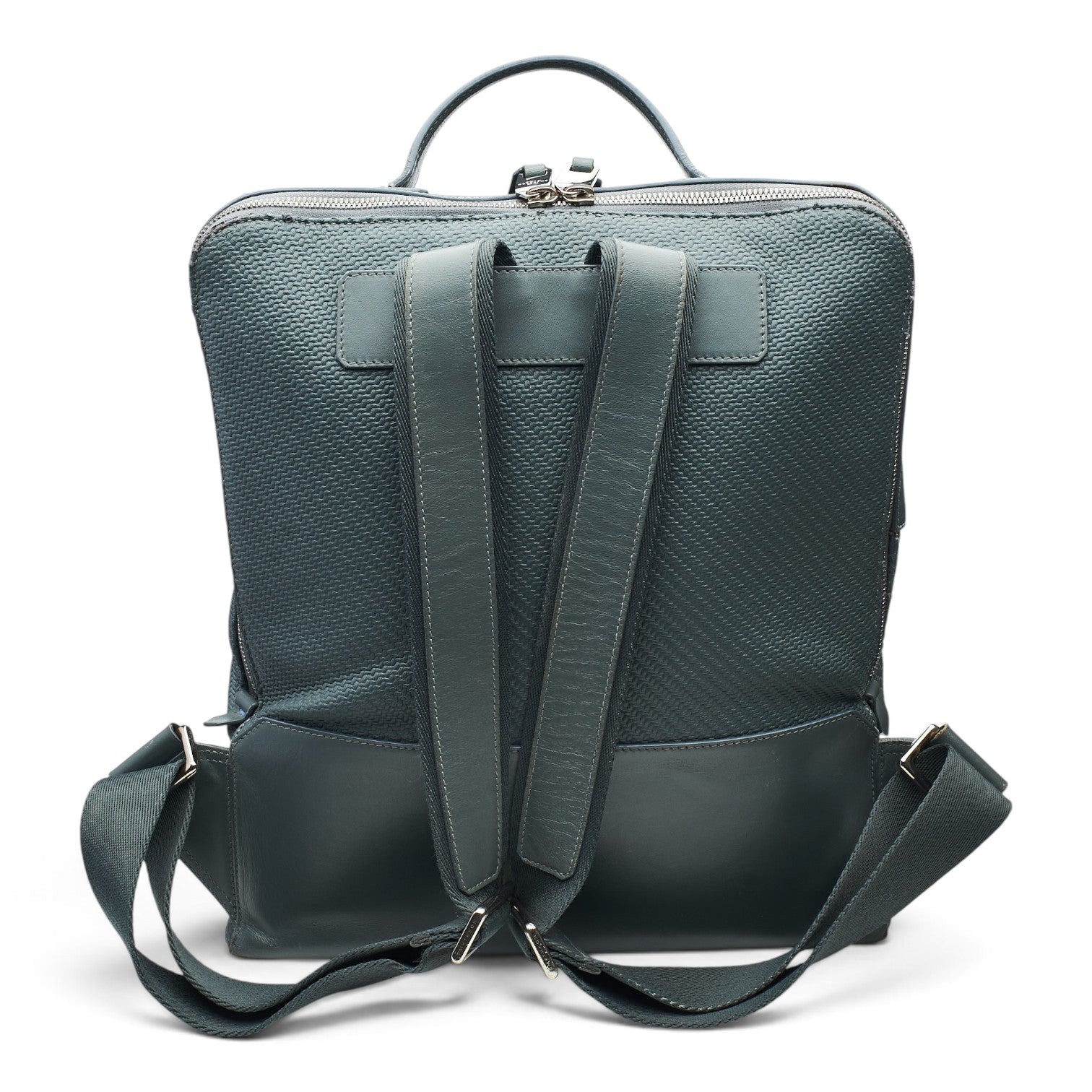 Smythson Panama sac à dos cuir gris ardoise