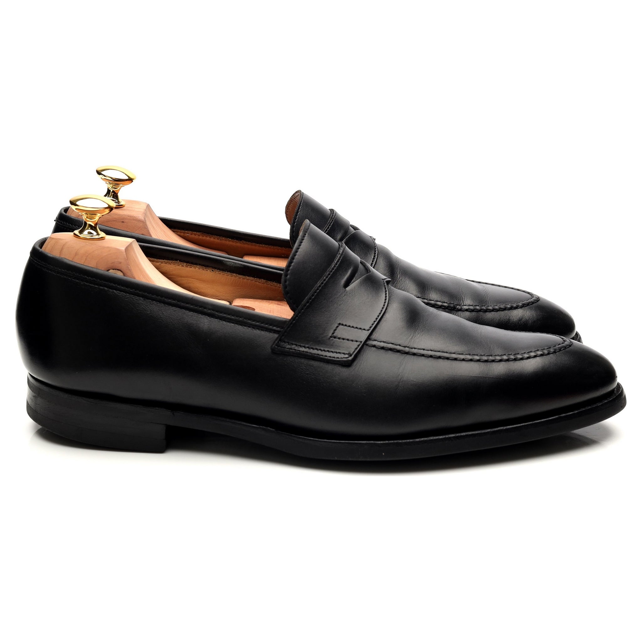 Crockett & Jones Sydney mocassins cuir noir UK 10 semelle gomme