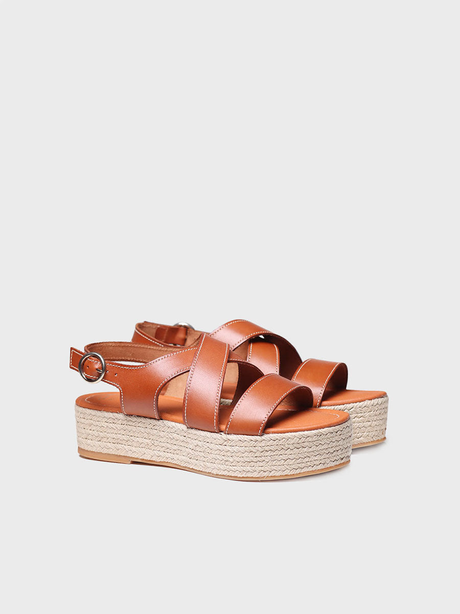 Toni Pons Elisenda sandale compensée cuir camel