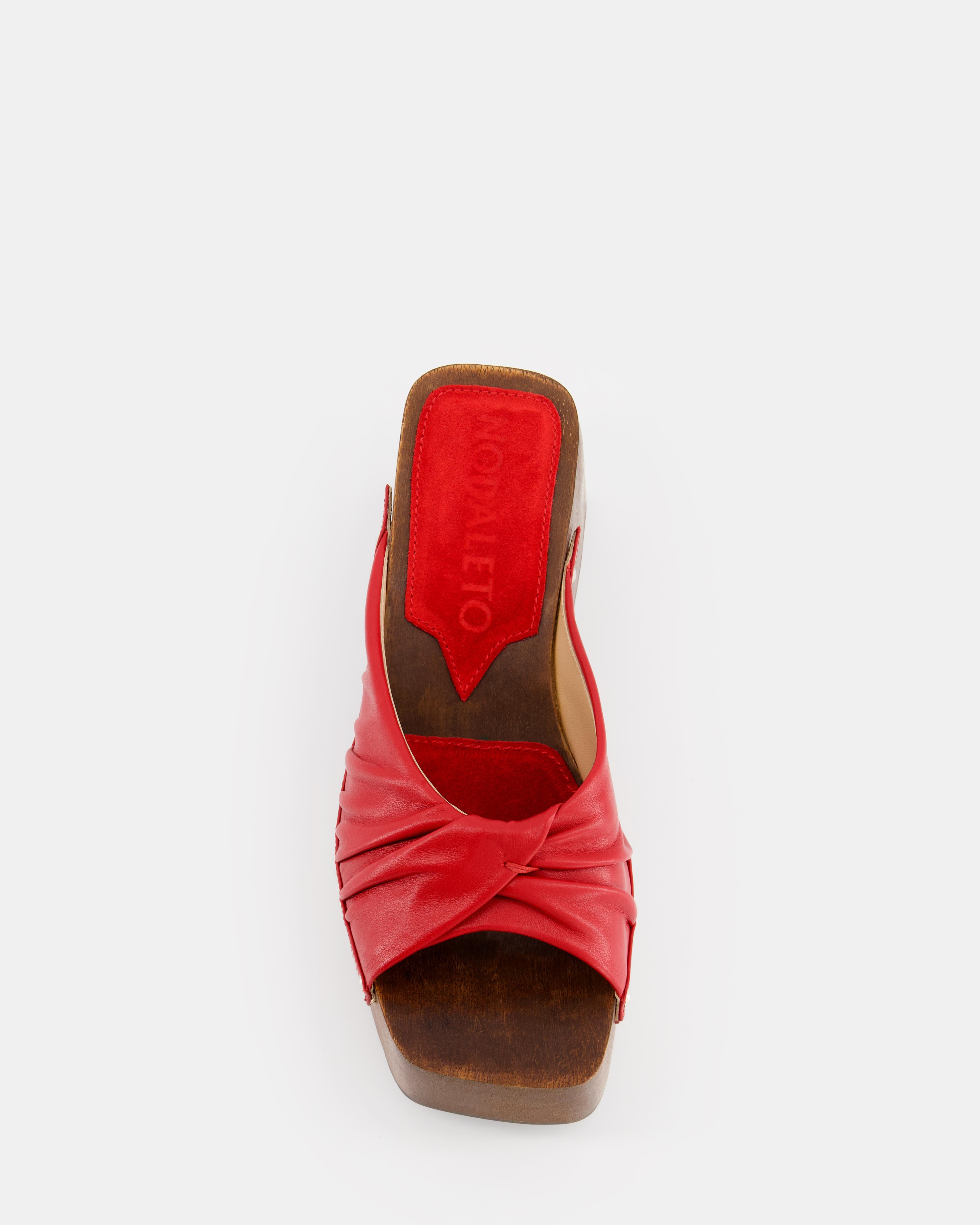 Nodaleto Bulla Mellow sabots cuir rouge Midnight Red talon 8 cm