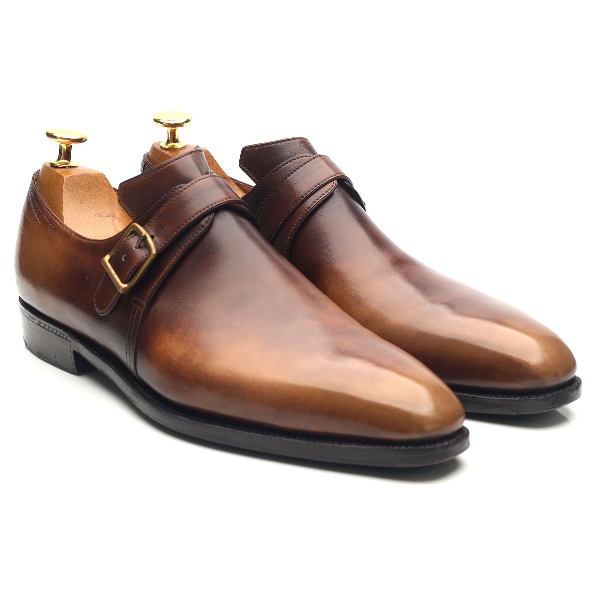 Corthay Arca Buckle derbies monk cuir marron UK 7