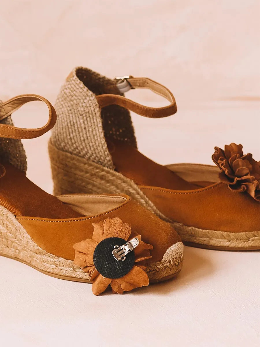 Toni Pons Flor-P broche fleur cuir lot de 2