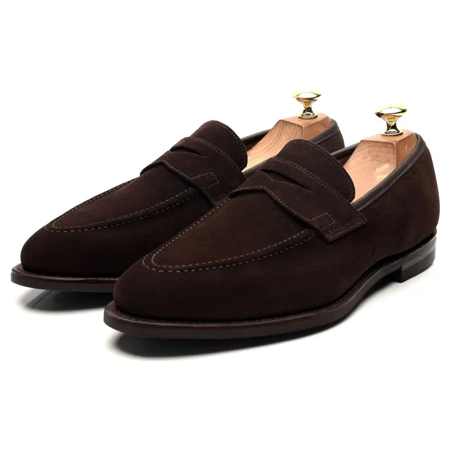 Crockett & Jones Sydney Mocassins Daim Marron Foncé UK 8