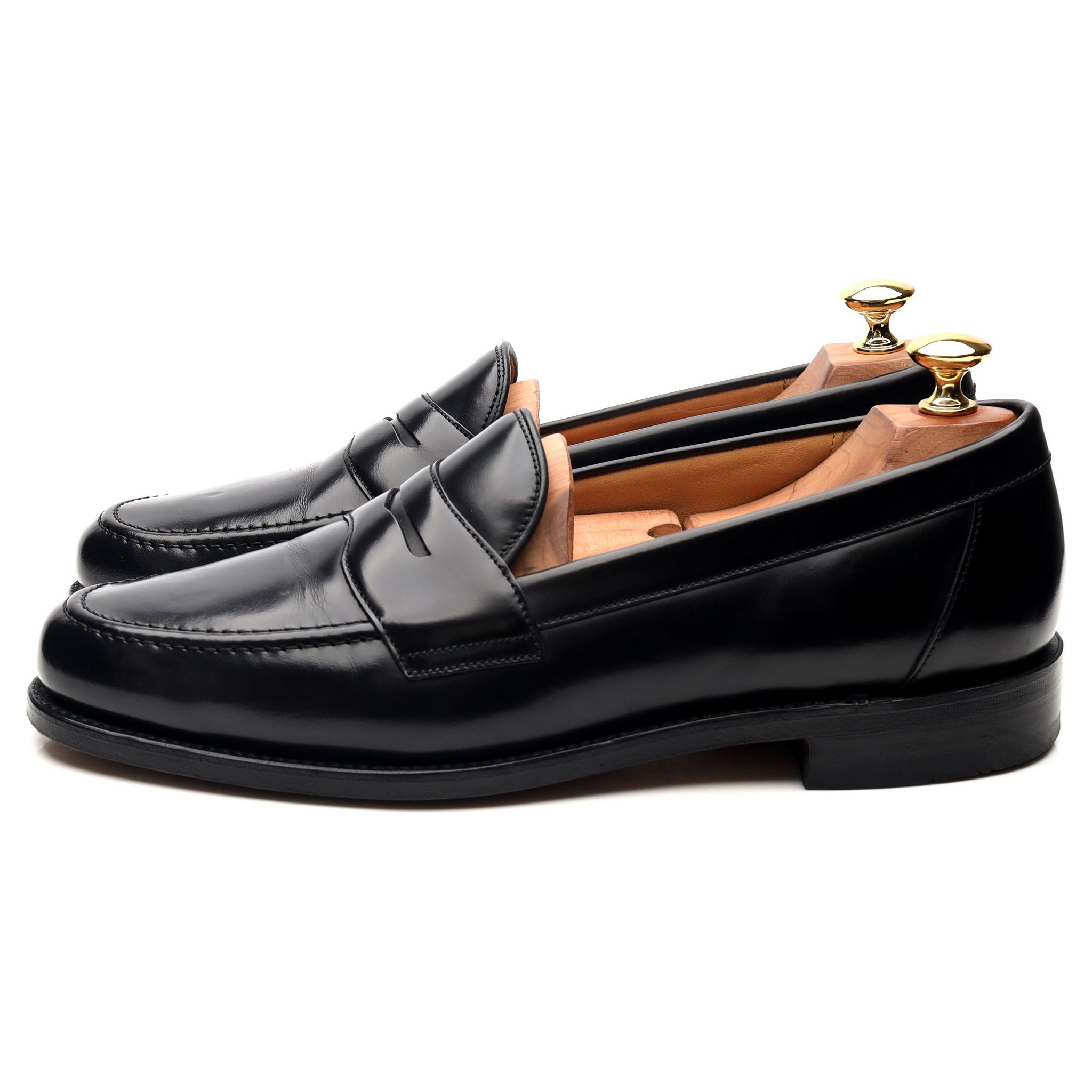 Loake Eton mocassin cuir noir UK 9 penny