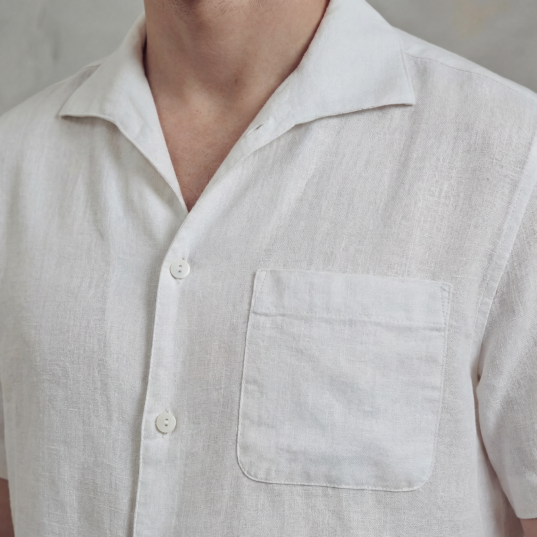 Rivieras Canaries chemise lin blanc manches courtes