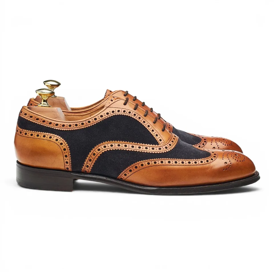Cheaney Edwin richelieu cuir camel daim marine 7,5