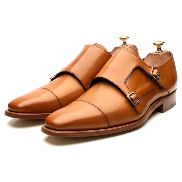 Barker Hillman chaussures monk cuir marron UK 9