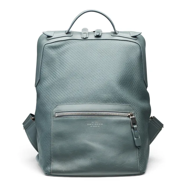 Smythson Panama sac à dos cuir gris ardoise