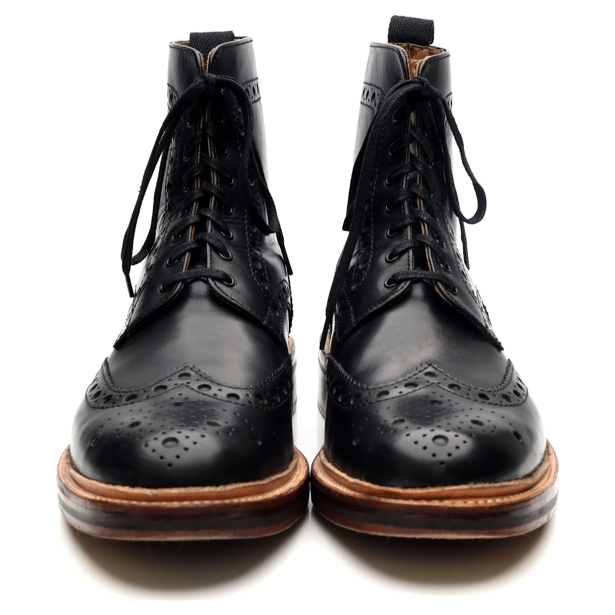 Grenson Fred boots brogues cuir noir UK 9.5