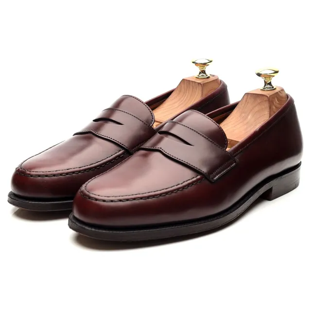Crockett & Jones Boston mocassin cuir bordeaux UK 7.5