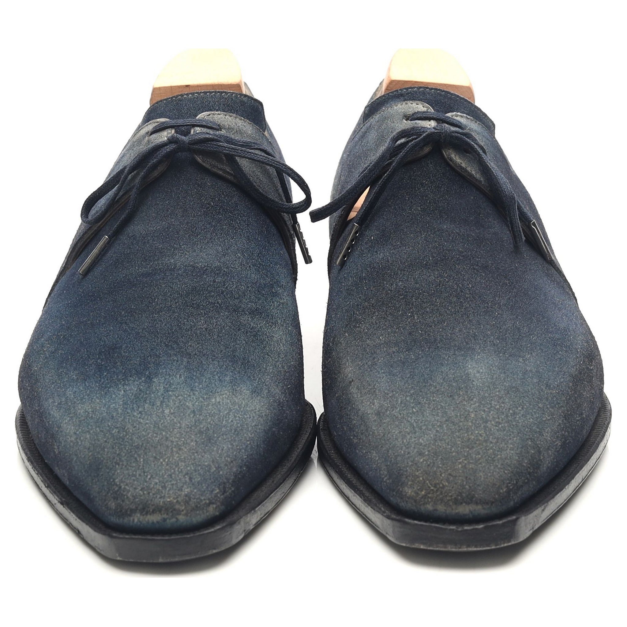 Corthay Arca derby daim bleu UK 6,5 embauchoirs