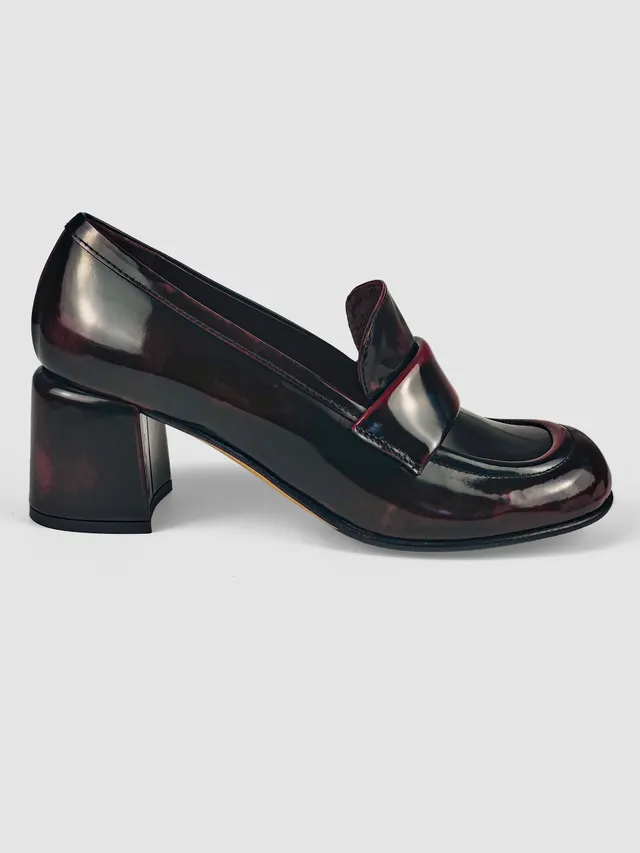 Lorena Paggi Abrasivato mocassin cuir bordeaux