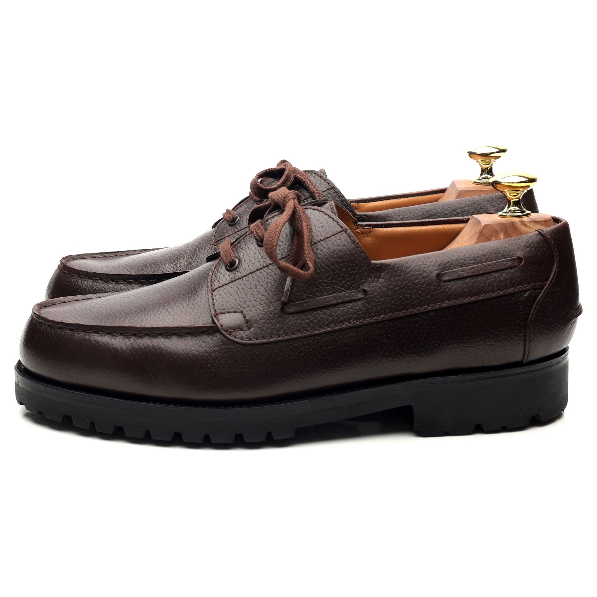 Beige Habilleur Derby bateau cuir marron UK 7.5