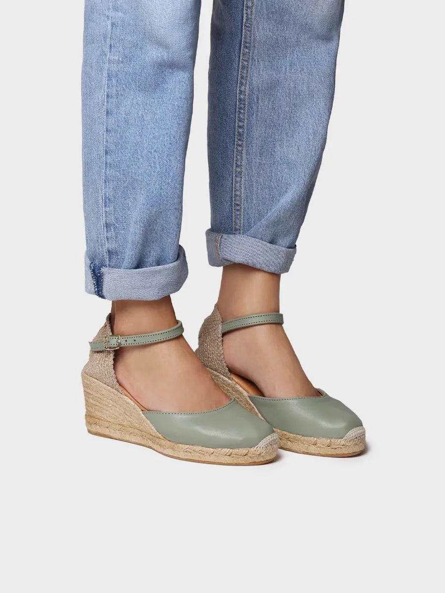Toni Pons Costa-5 espadrille cuir menthe 7 cm