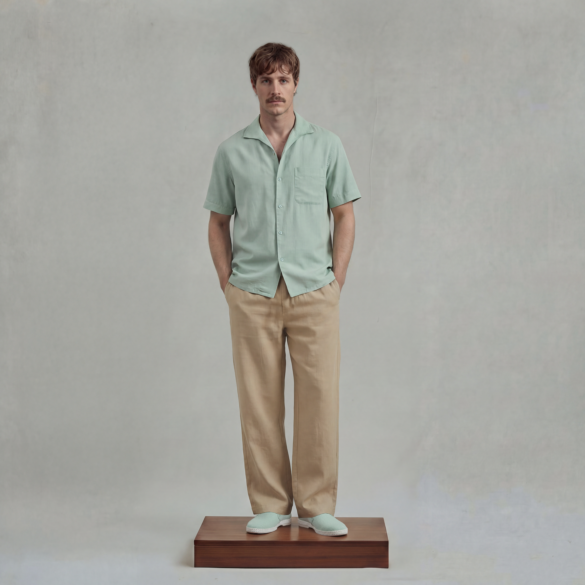 Rivieras Cadix chemise manches courtes vert d'eau lyocell