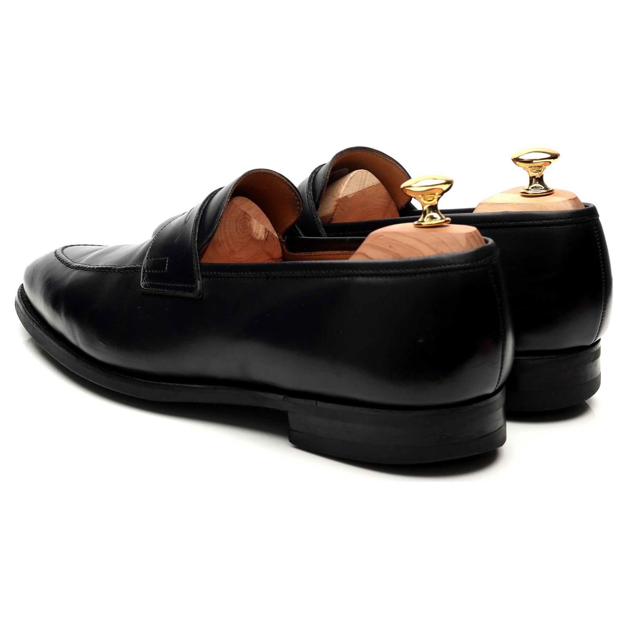 Crockett & Jones Sydney mocassins cuir noir UK 10 semelle gomme