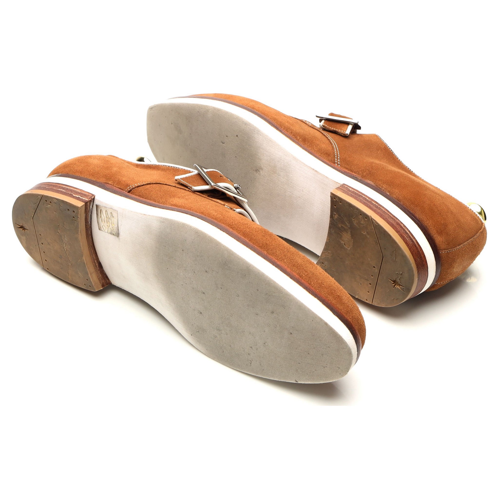 Corthay Sway monk strap suède marron clair UK 8.5
