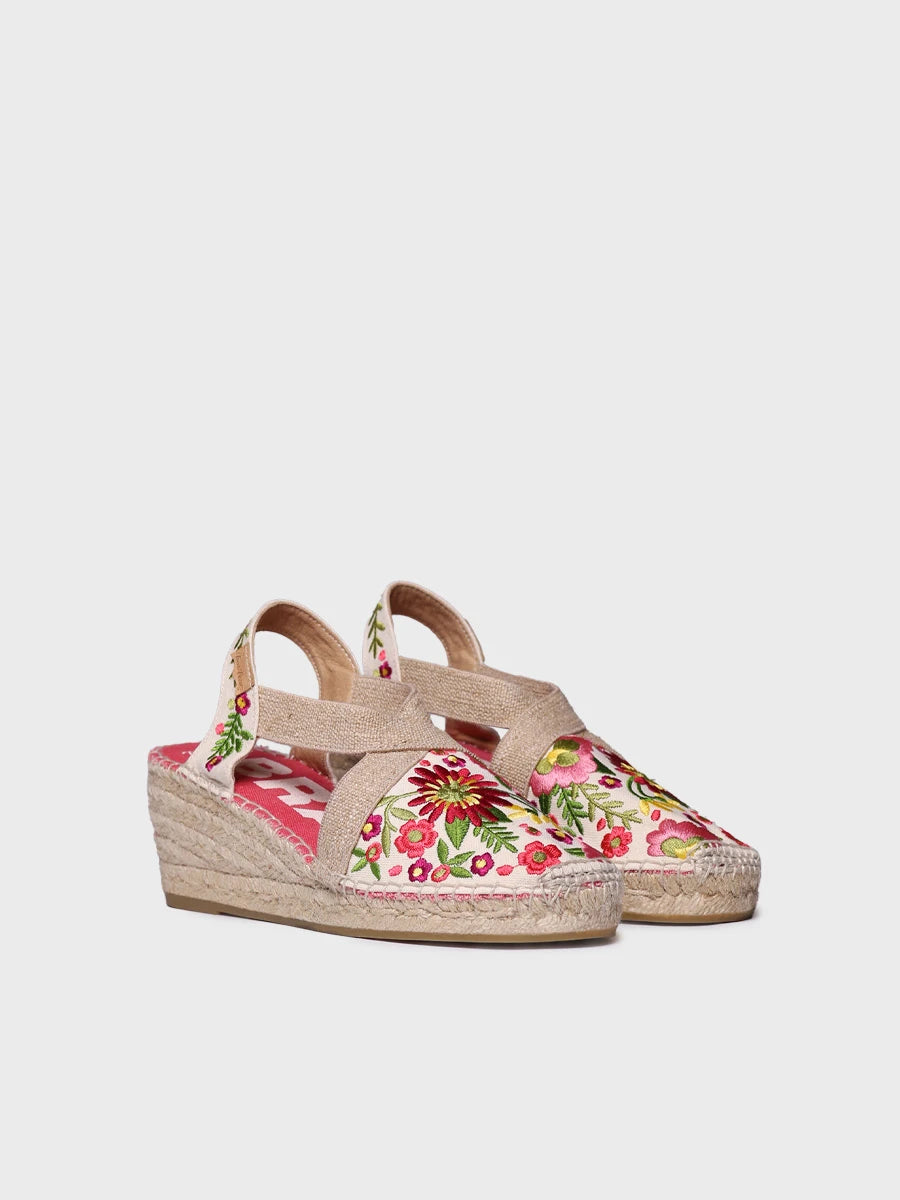 Toni Pons Montjoi espadrille compensée coton brodé