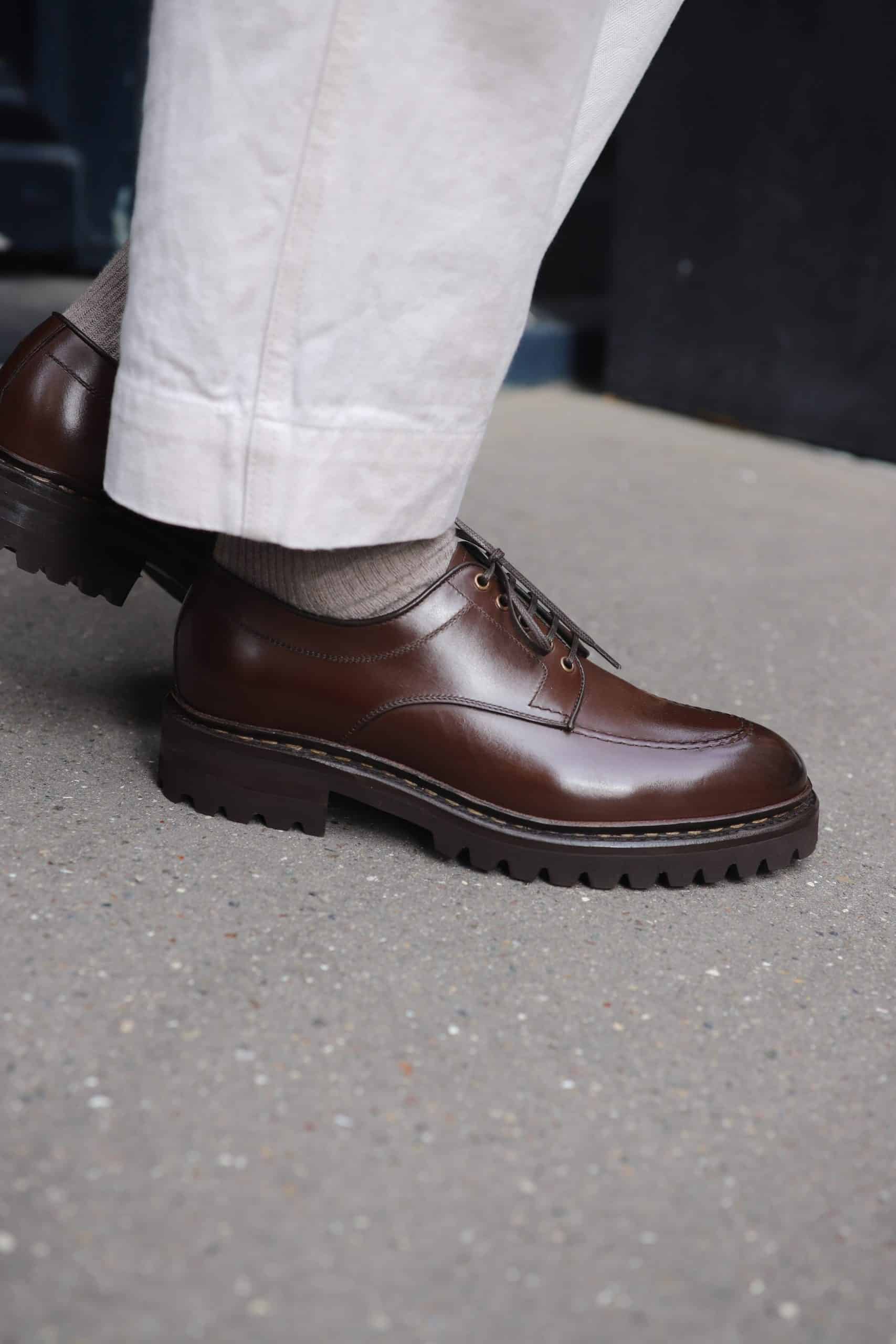 Malfroid Defender derby plateau cuir commando