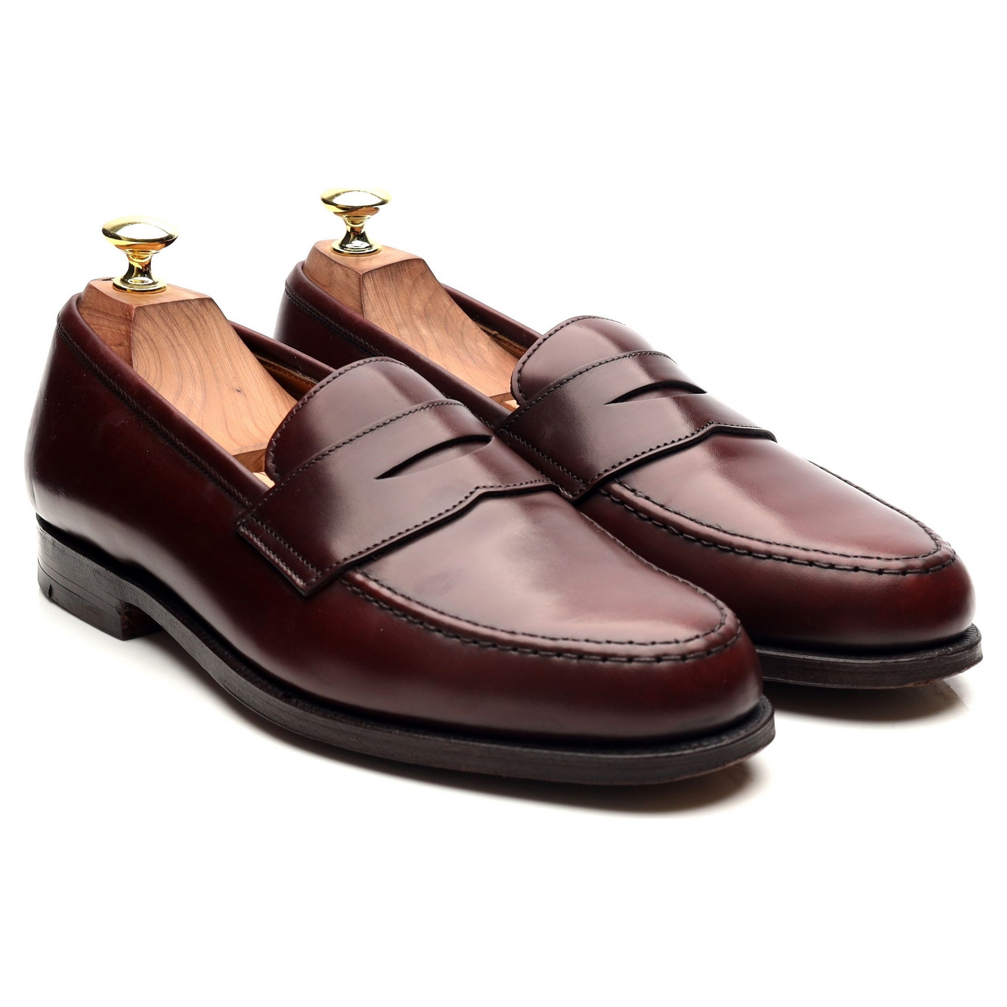 Crockett & Jones Boston mocassin cuir bordeaux UK 7.5