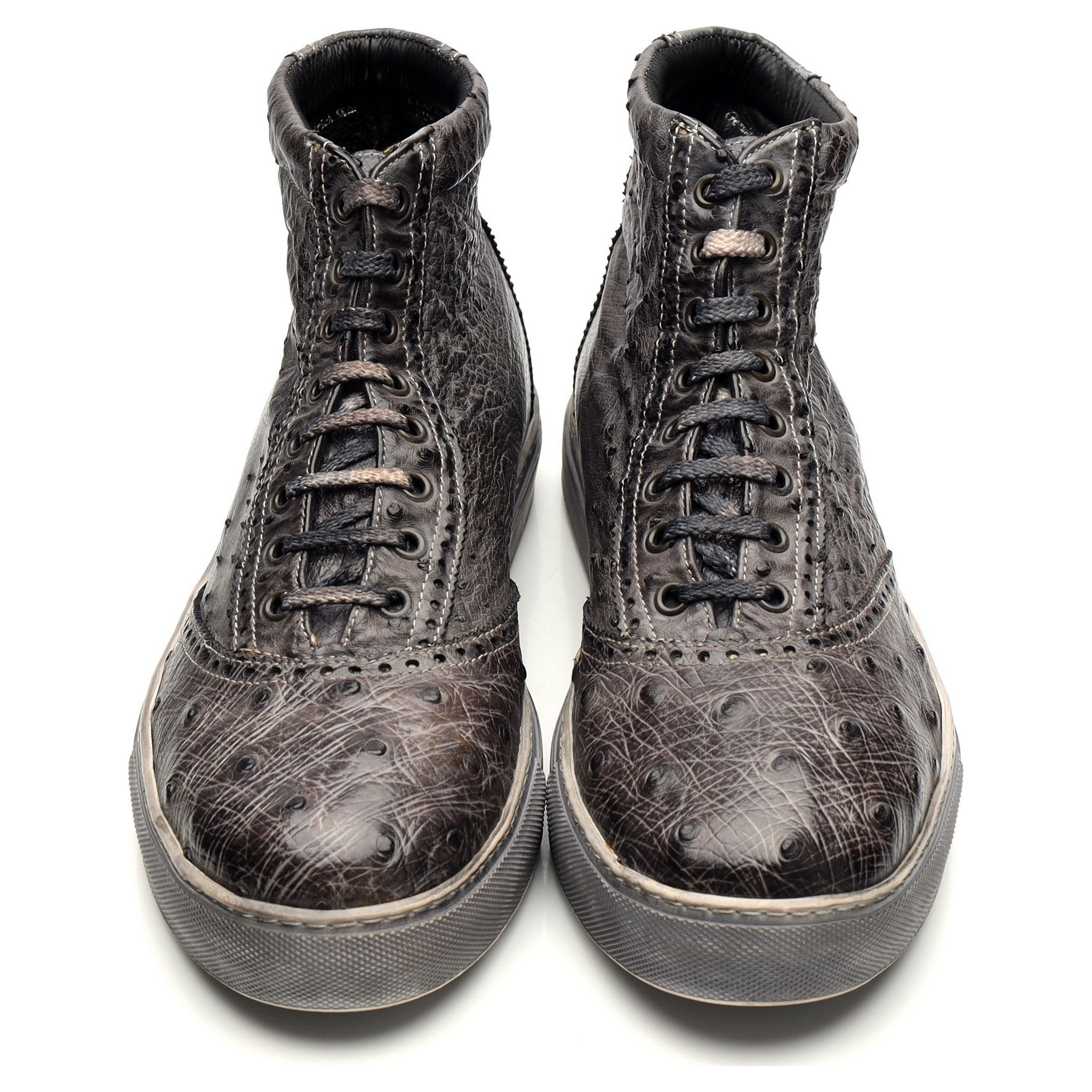 Cabasso basket montante cuir autruche grise UK 10