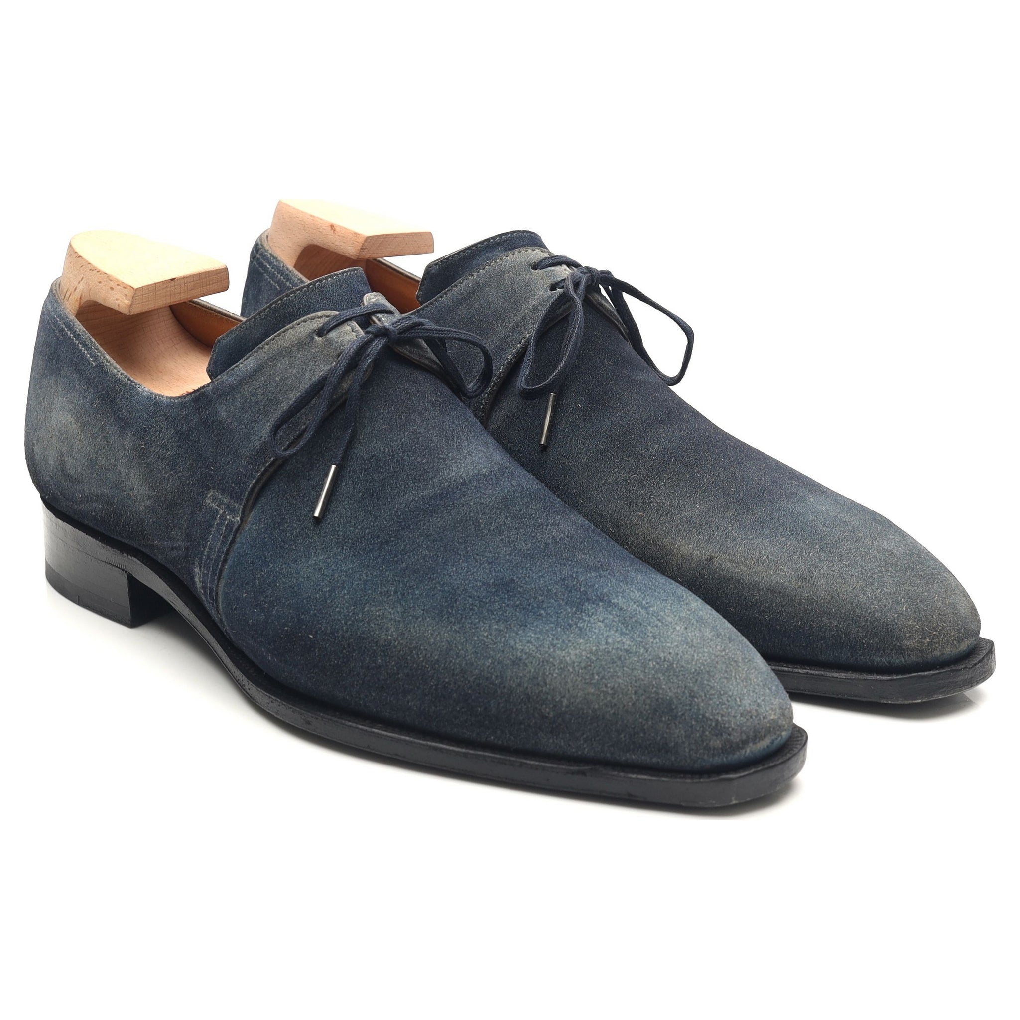 Corthay Arca derby daim bleu UK 6,5 embauchoirs
