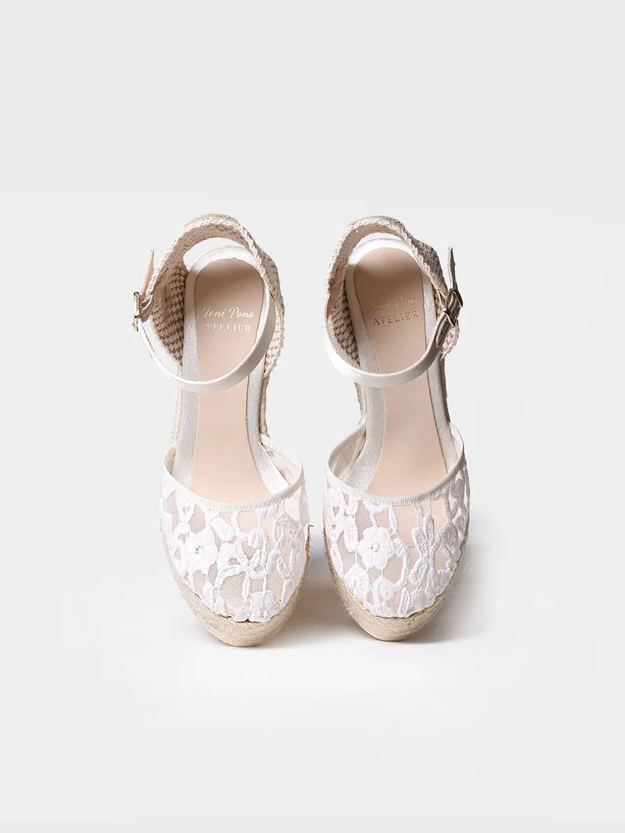 Toni Pons Paola espadrilles compensées dentelle blanche