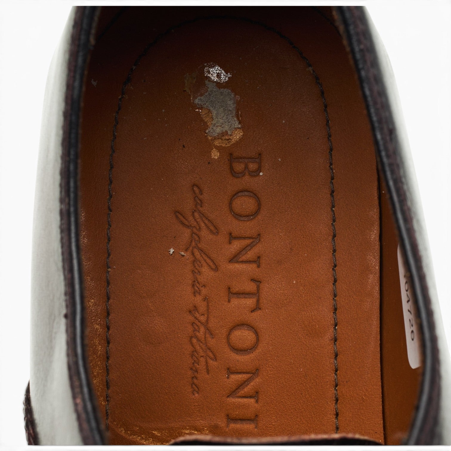 Bontoni Oxford cuir marron foncé patiné 43 semelle cuir