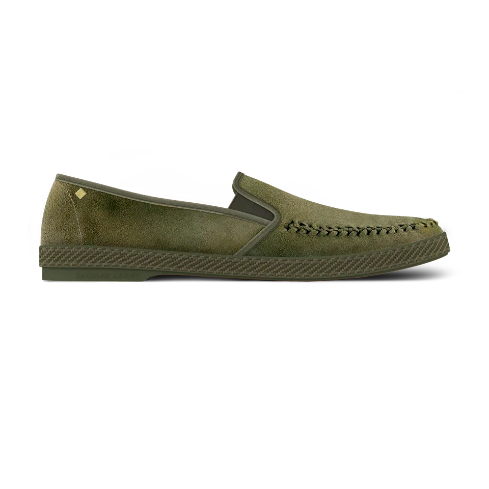 Rivieras Classic Suede Tressé Kaki espadrilles cuir kaki