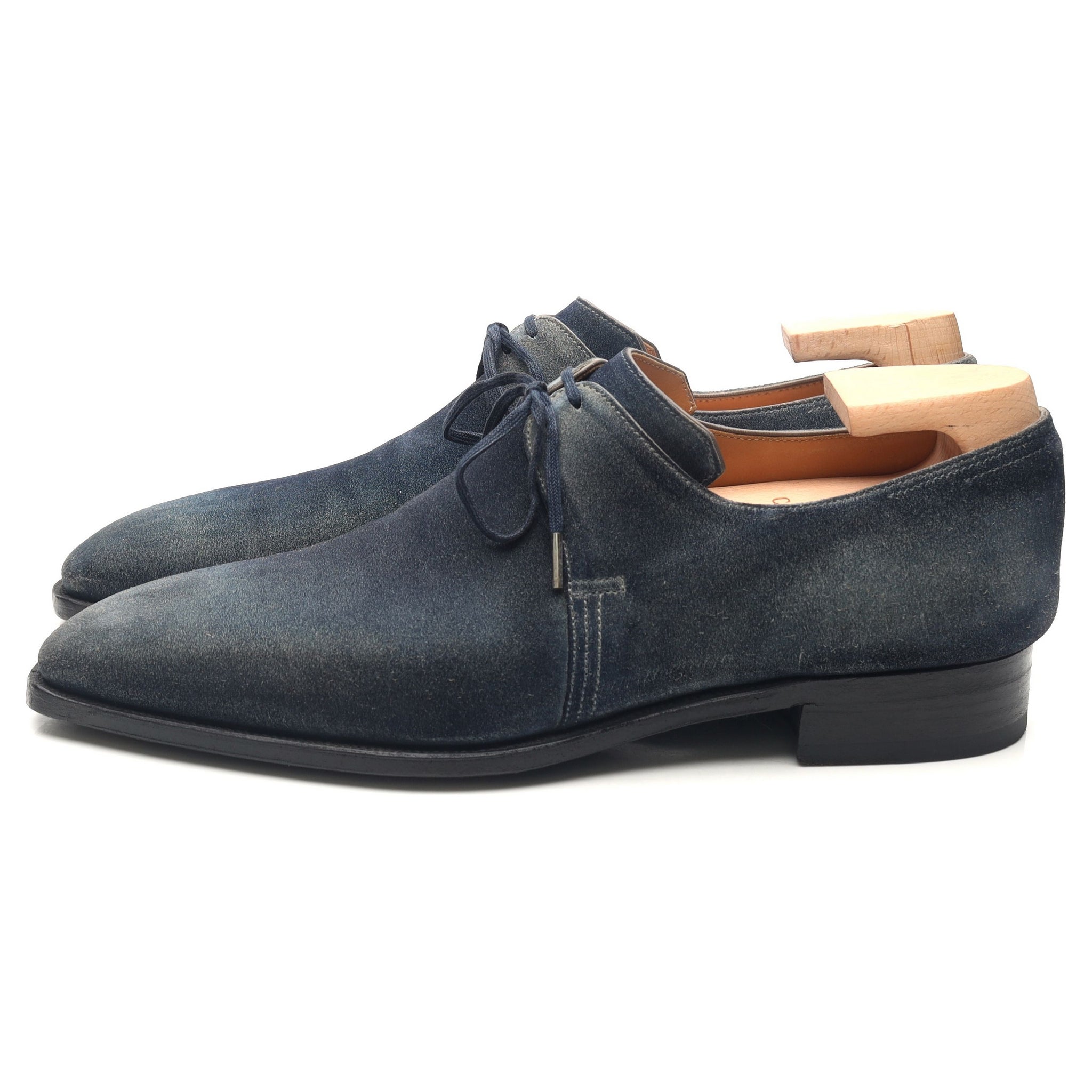 Corthay Arca derby daim bleu UK 6,5 embauchoirs