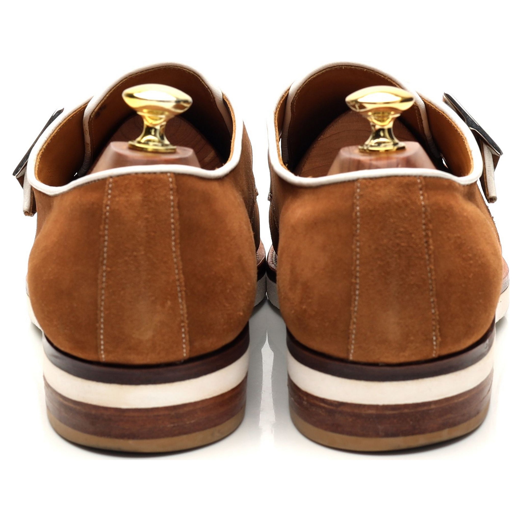 Corthay Sway monk strap suède marron clair UK 8.5