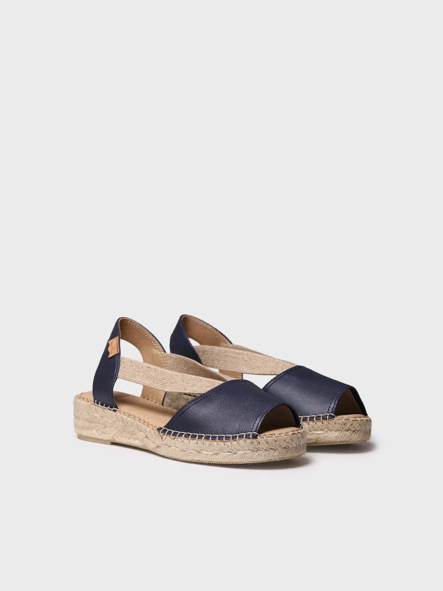 Toni Pons Tala espadrilles cuir marine pied large 3,5 cm
