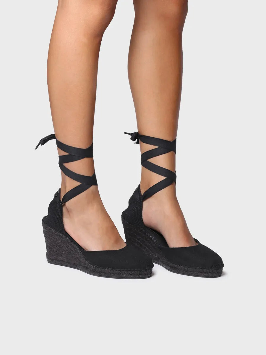 Toni Pons Florina espadrilles compensées noires rubans 9,5 cm