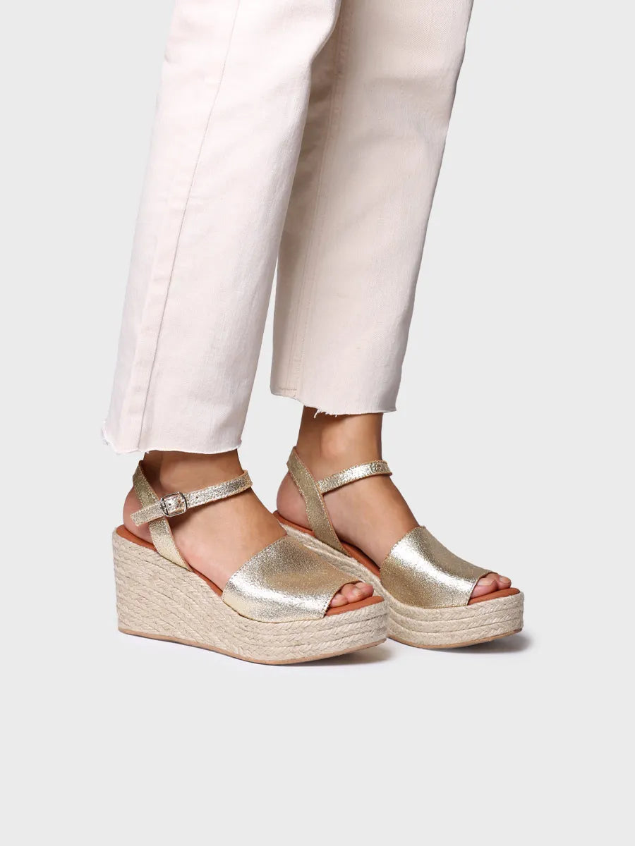 Toni Pons Tamara espadrille compensée cuir platino