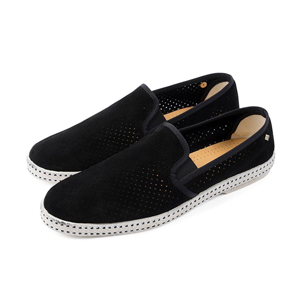 Rivieras Classic Suede Noir espadrilles cuir noir