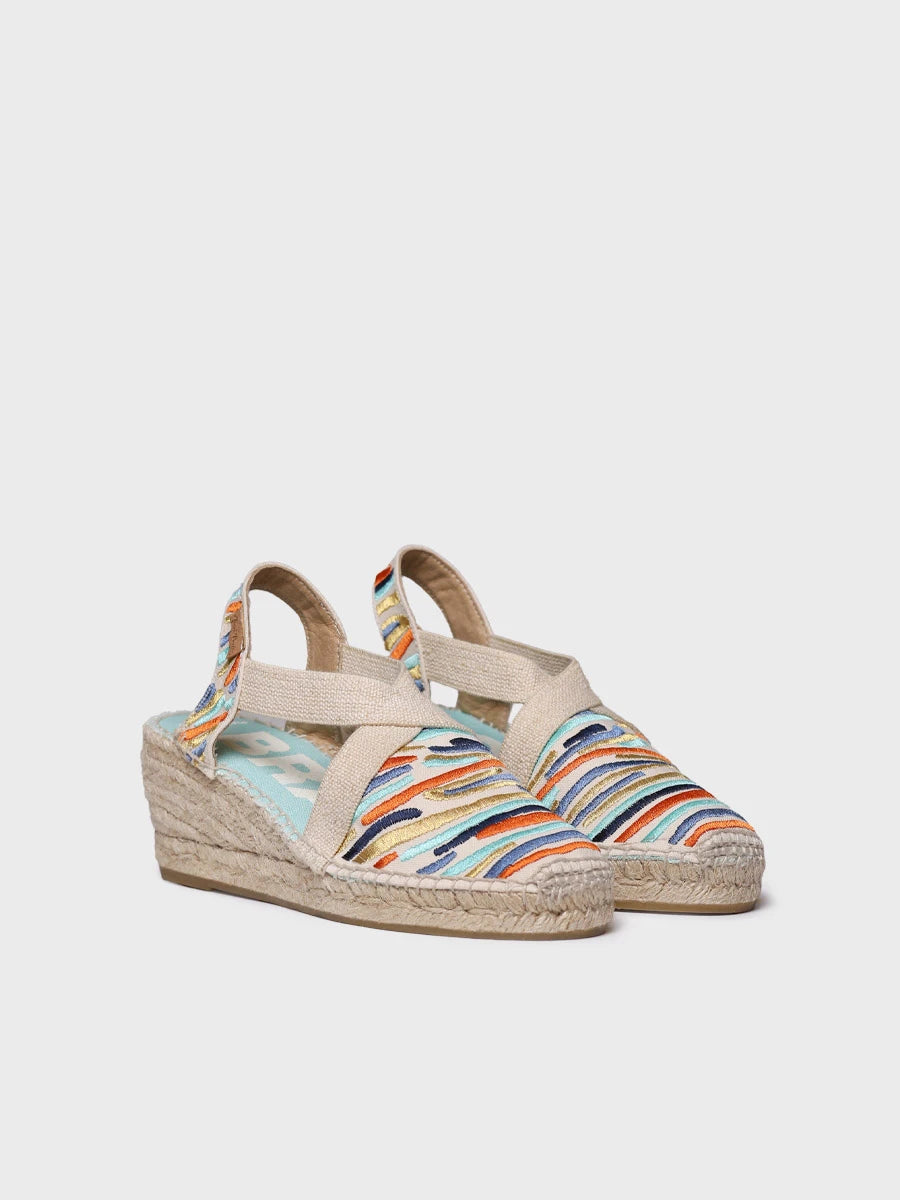 Toni Pons Montjoi espadrille compensée coton brodé