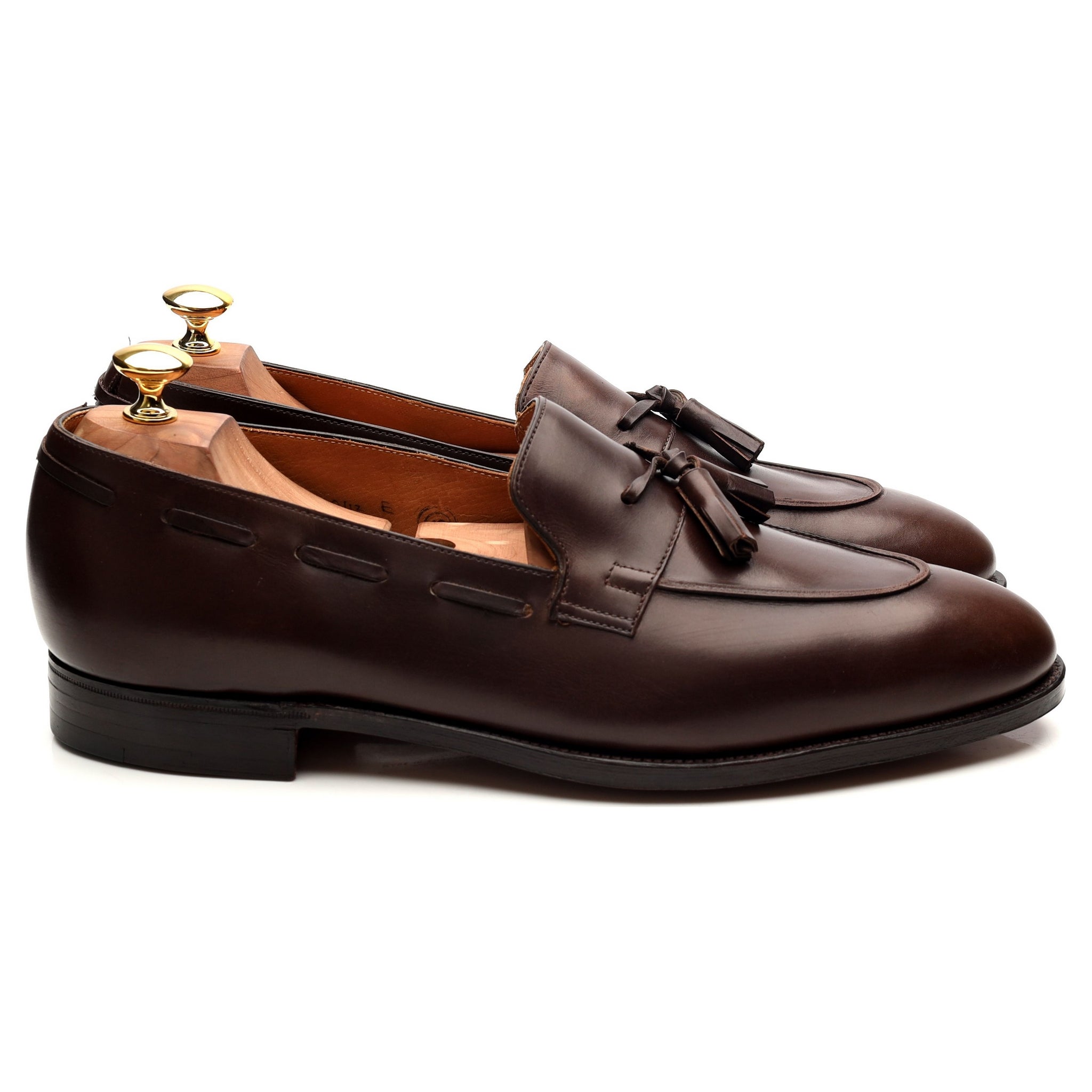 John Lobb Jihel mocassin pompons cuir marron UK 10.5