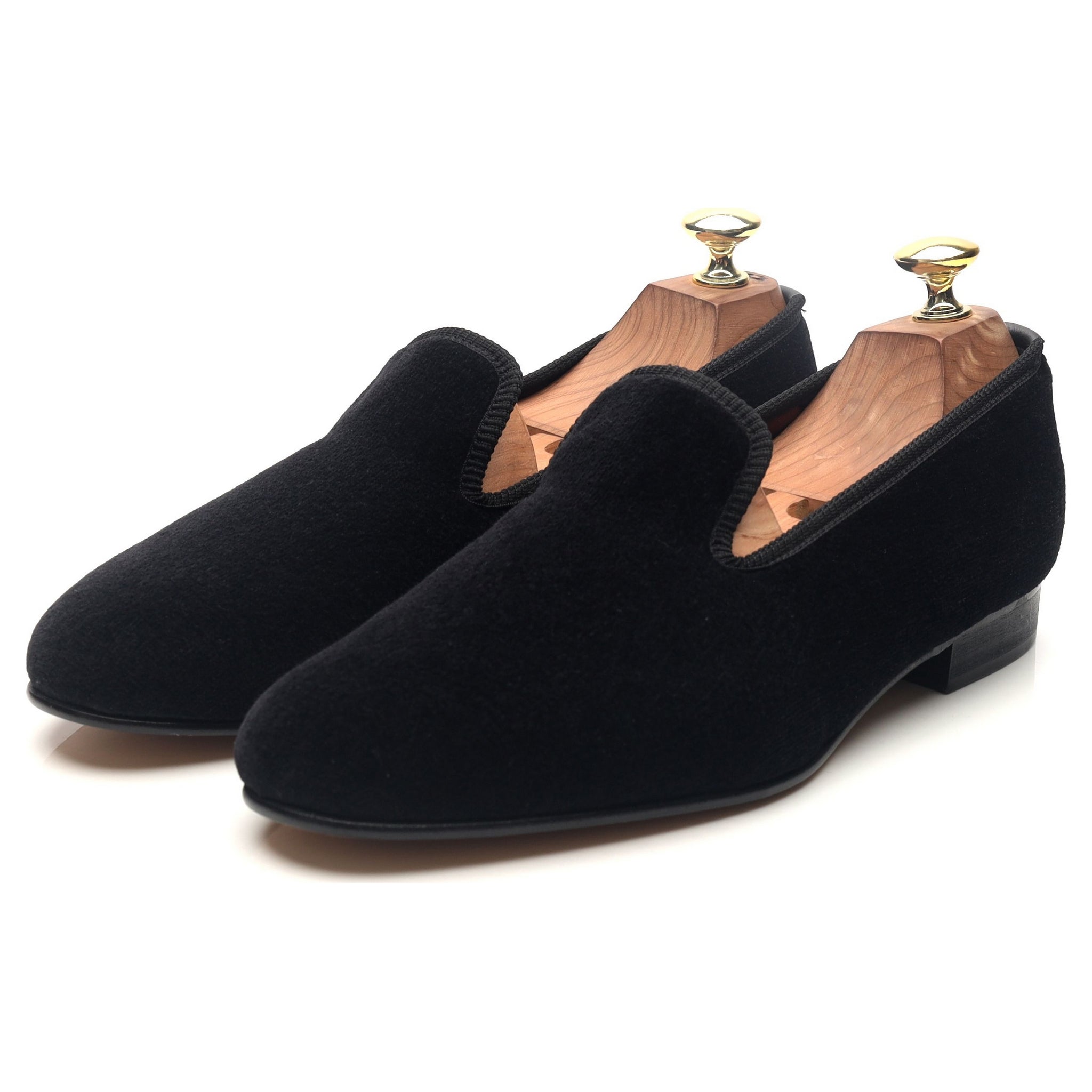 New & Lingwood Albert pantoufles velours noir UK 7