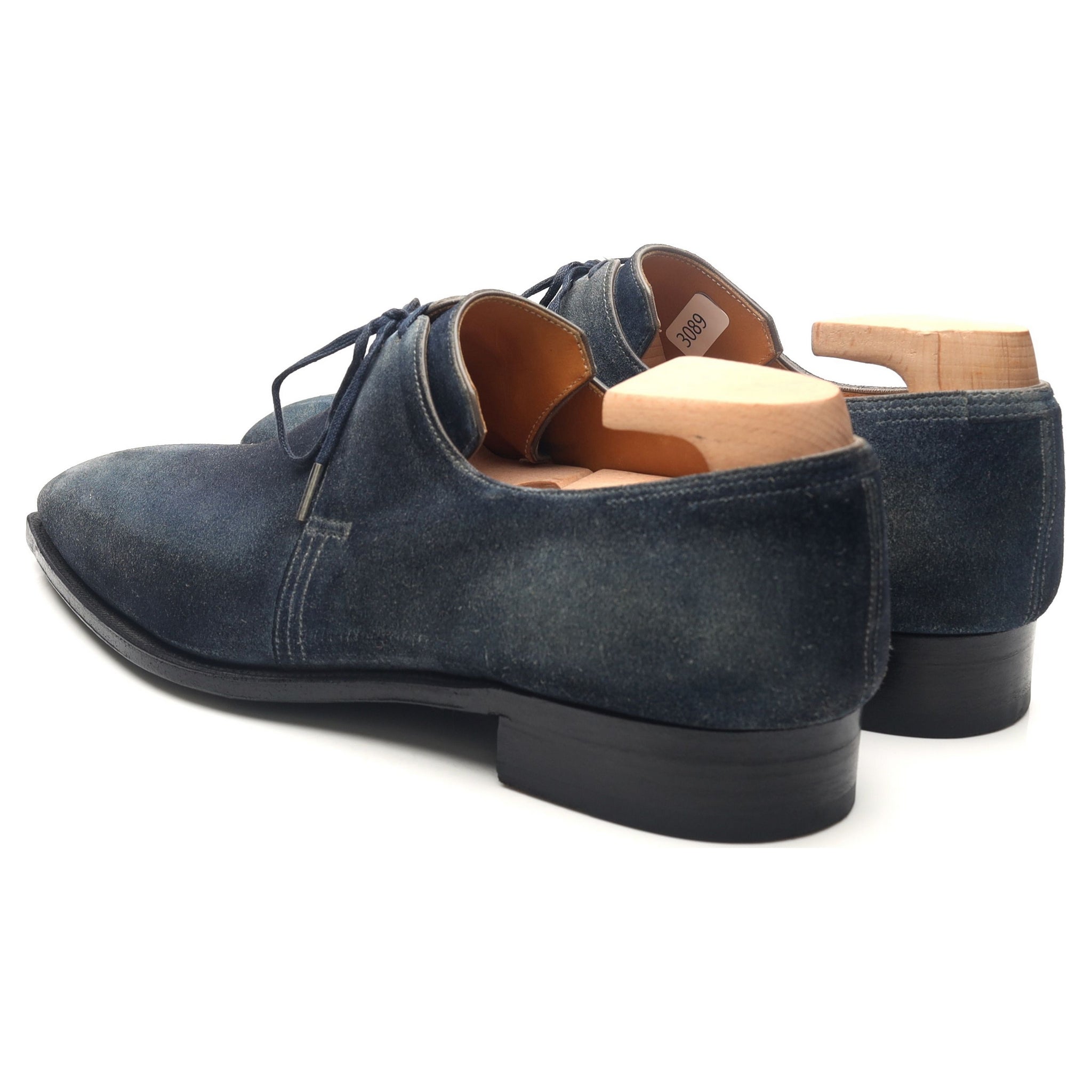 Corthay Arca derby daim bleu UK 6,5 embauchoirs