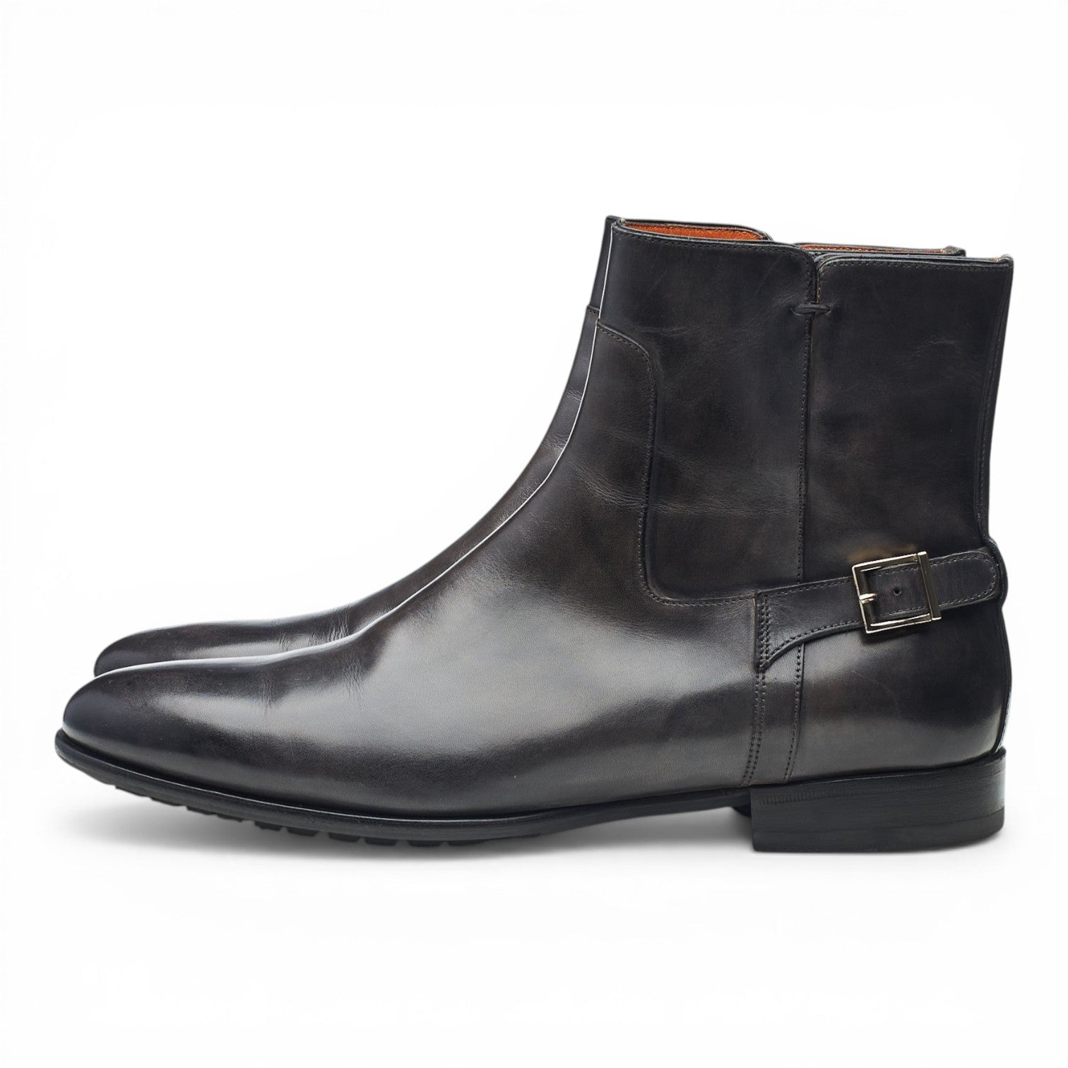 Santoni bottines cuir gris foncé zip UK 7
