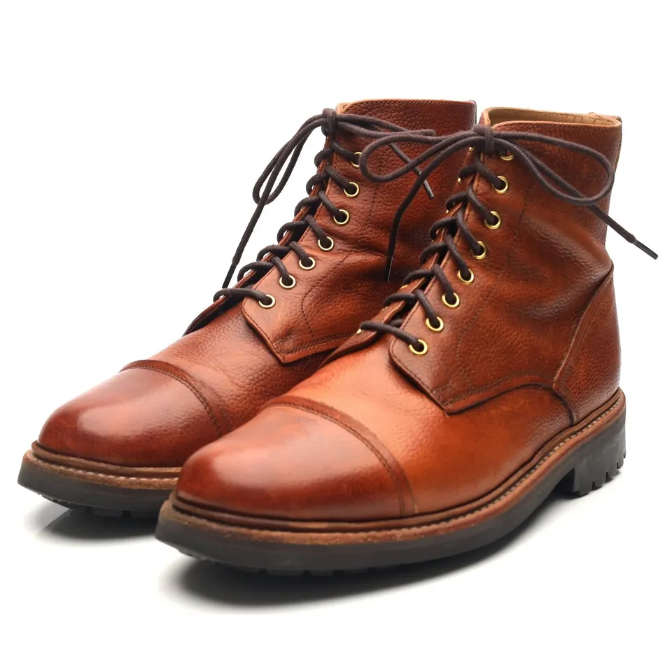 Grenson Joseph boots derby cuir grainé marron UK 8