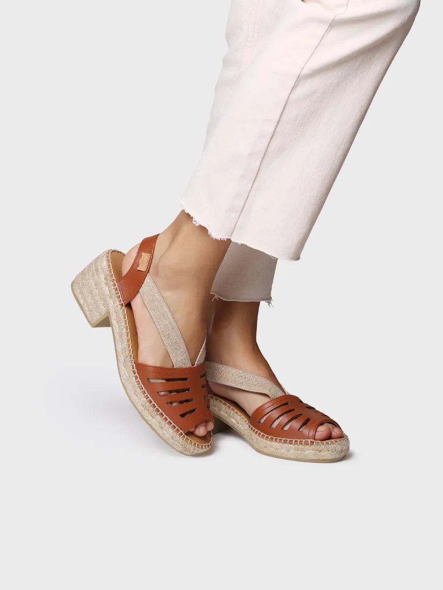 Toni Pons Dima espadrille cuir nougat 5,5 cm