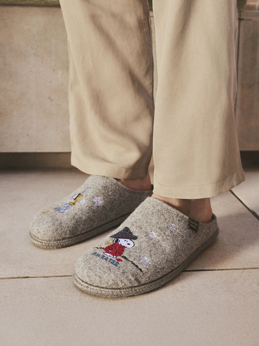 Toni Pons Charlie pantoufles feutre homme broderie Snoopy