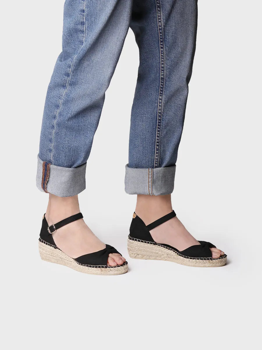 Toni Pons Bilma-L espadrille femme compensée noire vegan