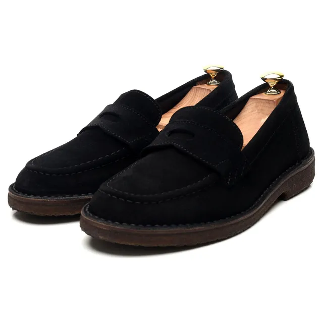 Drake's Canal mocassin daim noir UK 8