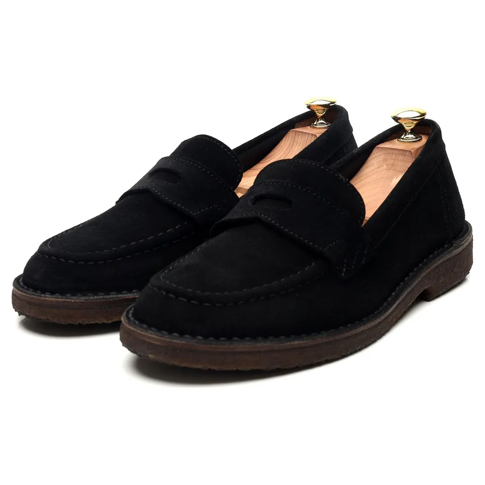 Drake's Canal mocassin daim noir UK 8