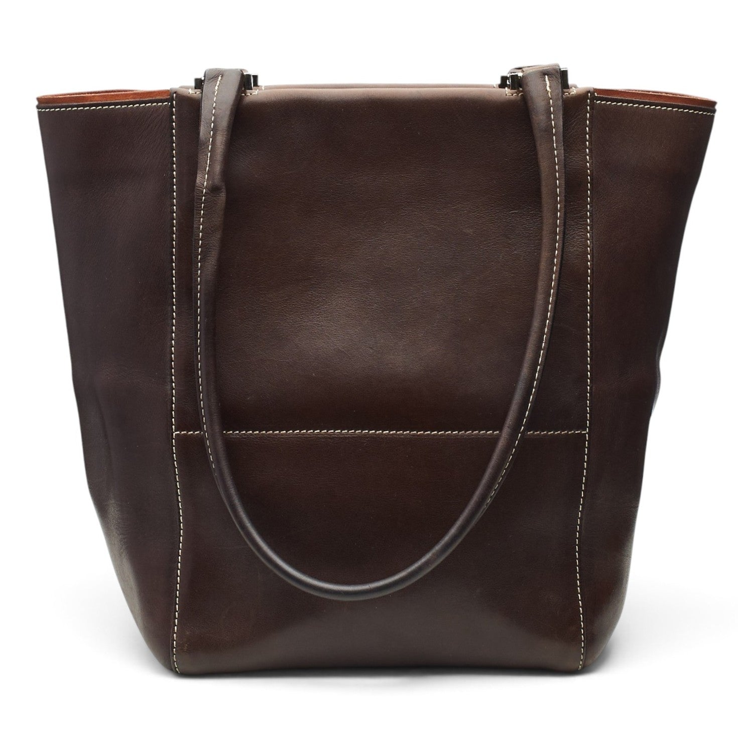 Loro Piana sac cabas cuir marron 28 cm