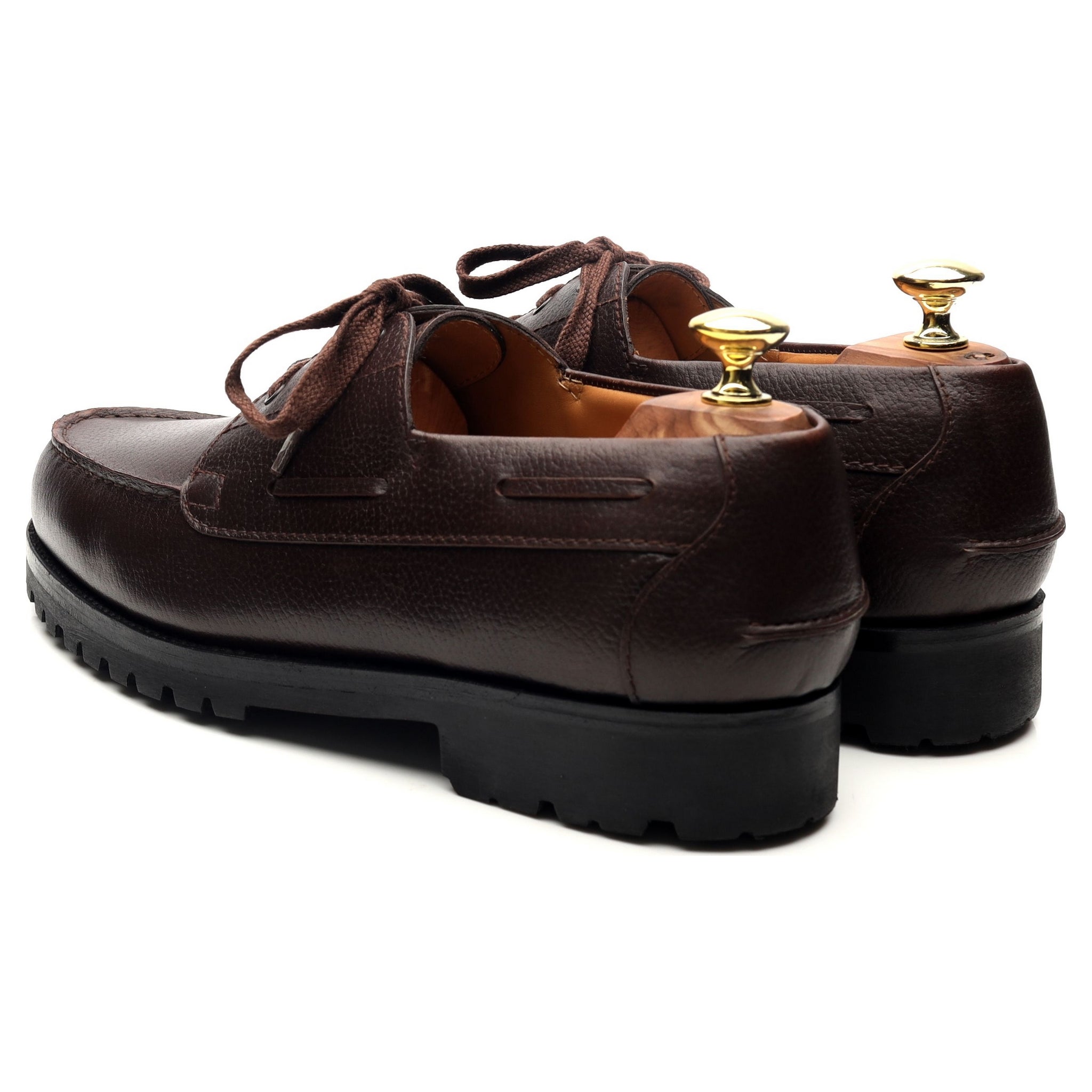 Beige Habilleur Derby bateau cuir marron UK 7.5